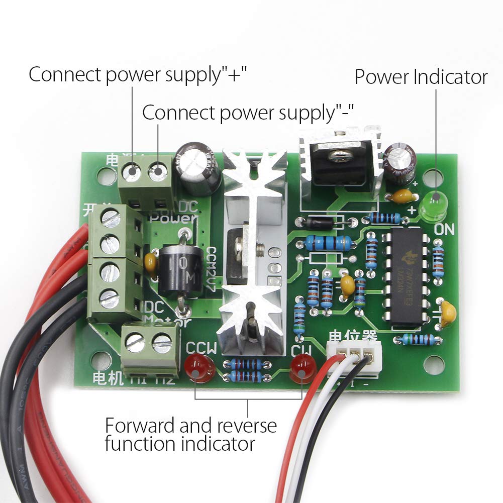 RioRand Upgraded Adjustable DC Motor Speed PWM Controller 10V 12V 24V 30V Reversing Switch 120W: Industrial & Scientific