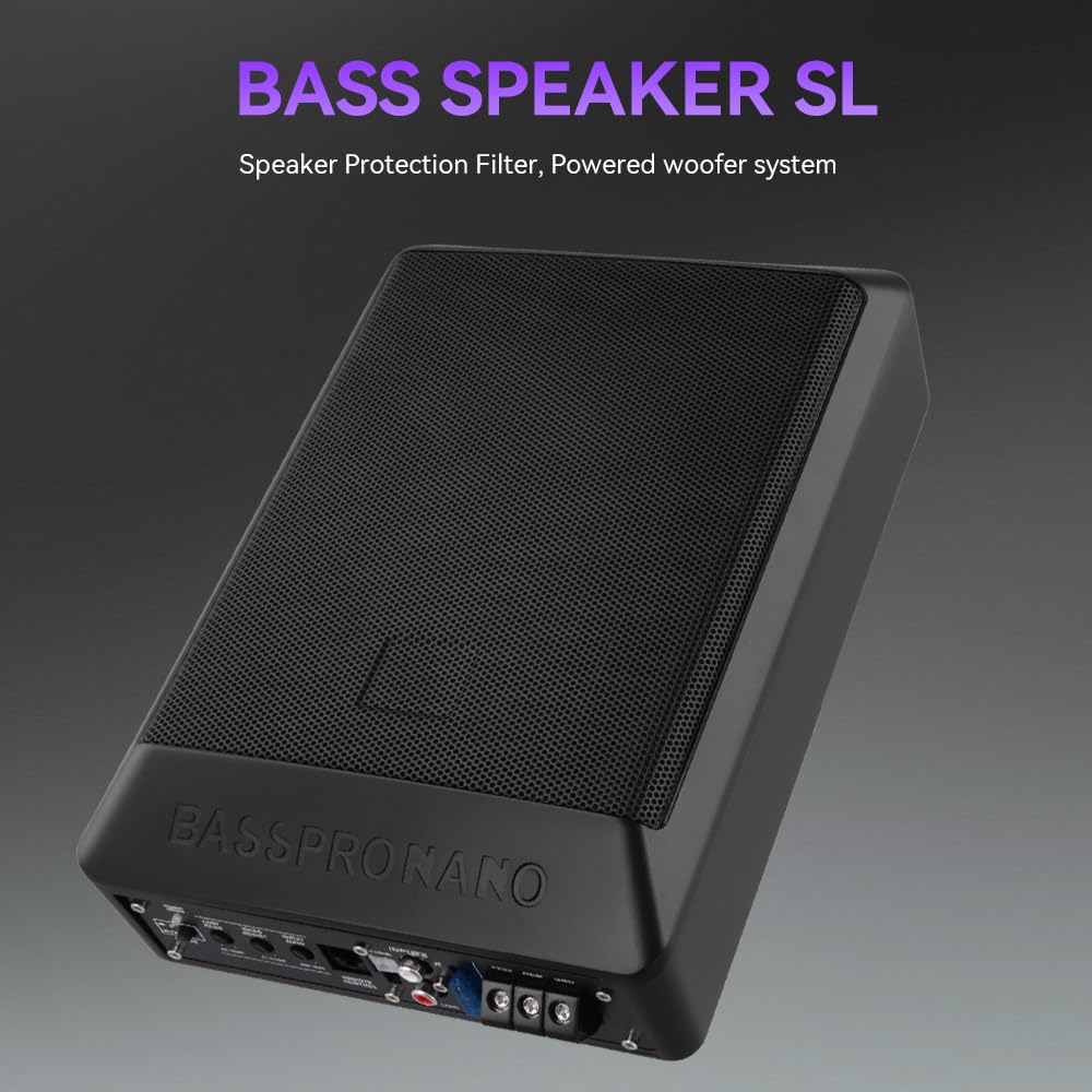 SIXWIN Subwoofer Attivo 1000W – Subwoofer Auto Piatto da 8 Pollici con Kit di Collegamento Amplificatore, 20–200 Hz, 2,8 Ω, 12V, Subwoofer Compatto per Bassi Profondi