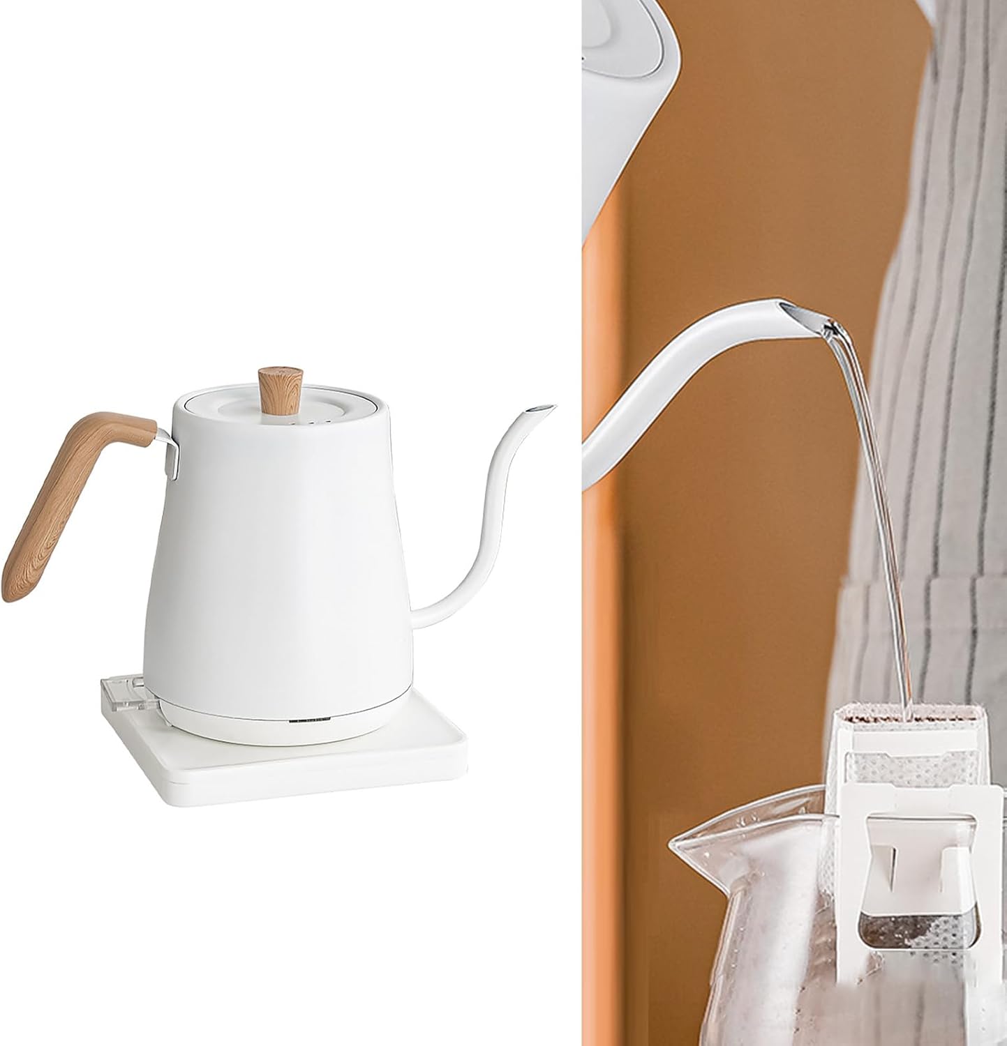 Gooseneck Electric Kettle, Quick Heating Electric Kettle Stainless Steel Interior for Pour Over Coffee Tea Boiling Water for Home Office