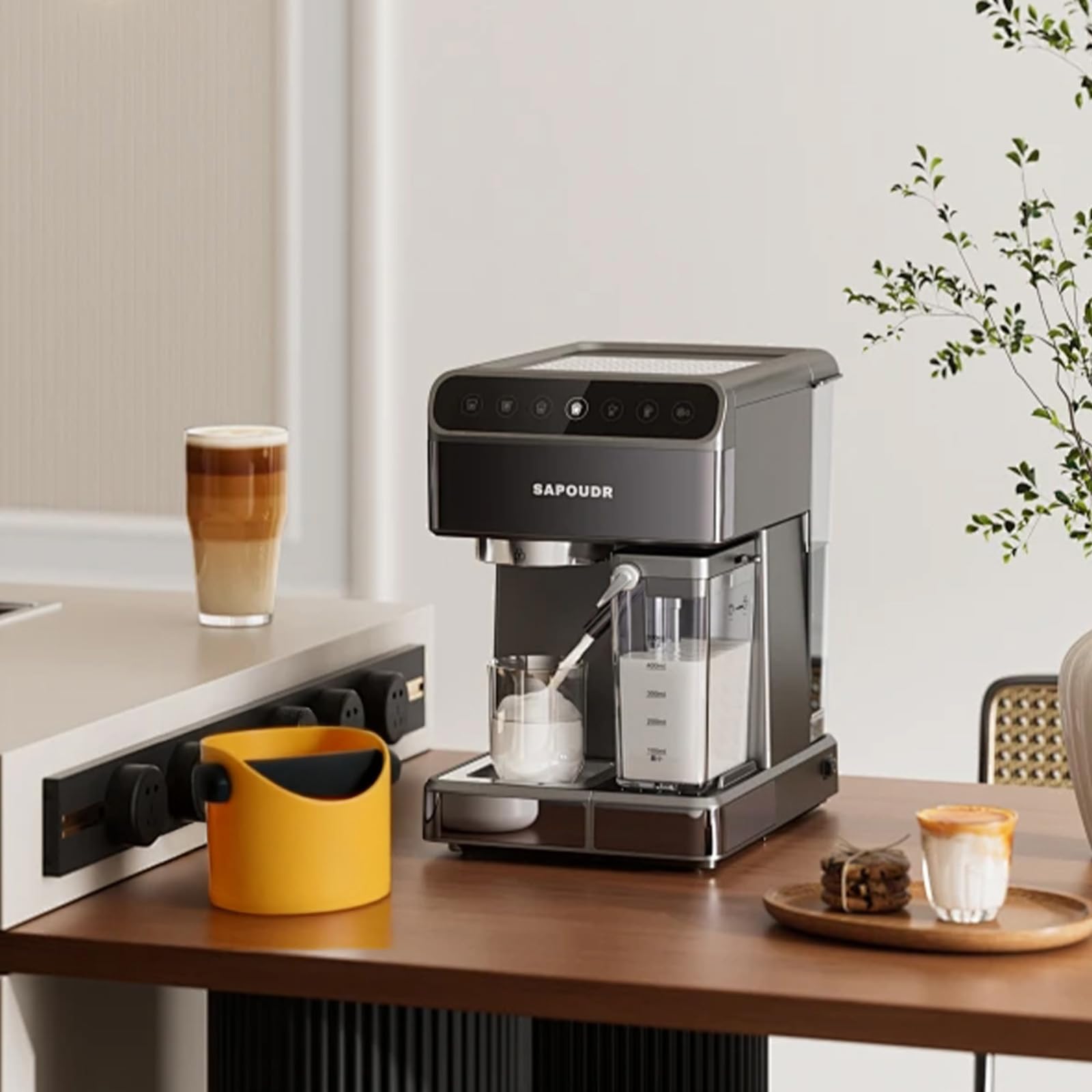 0.45L Coffee Knock Box With Removable Bar, Non-Slip Absorbent Grounds