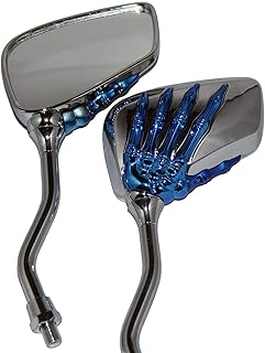 Chrome 3D Blue Skull Hand Skellington Small Motorcycle Rear View Mirrors for 201 - Compare price