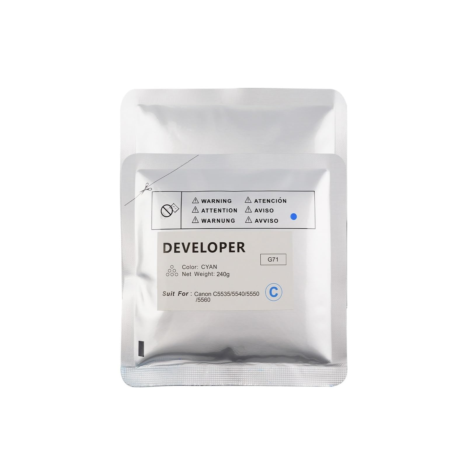 G71 Developer Powder NPG-71 NPG71 Iron Powder 240g/bag, Compatible for Canon IRC5535 IRC5540 IRC5550 IRC5560 5535 5540 5550 5560(1pcs Cyan 240G)