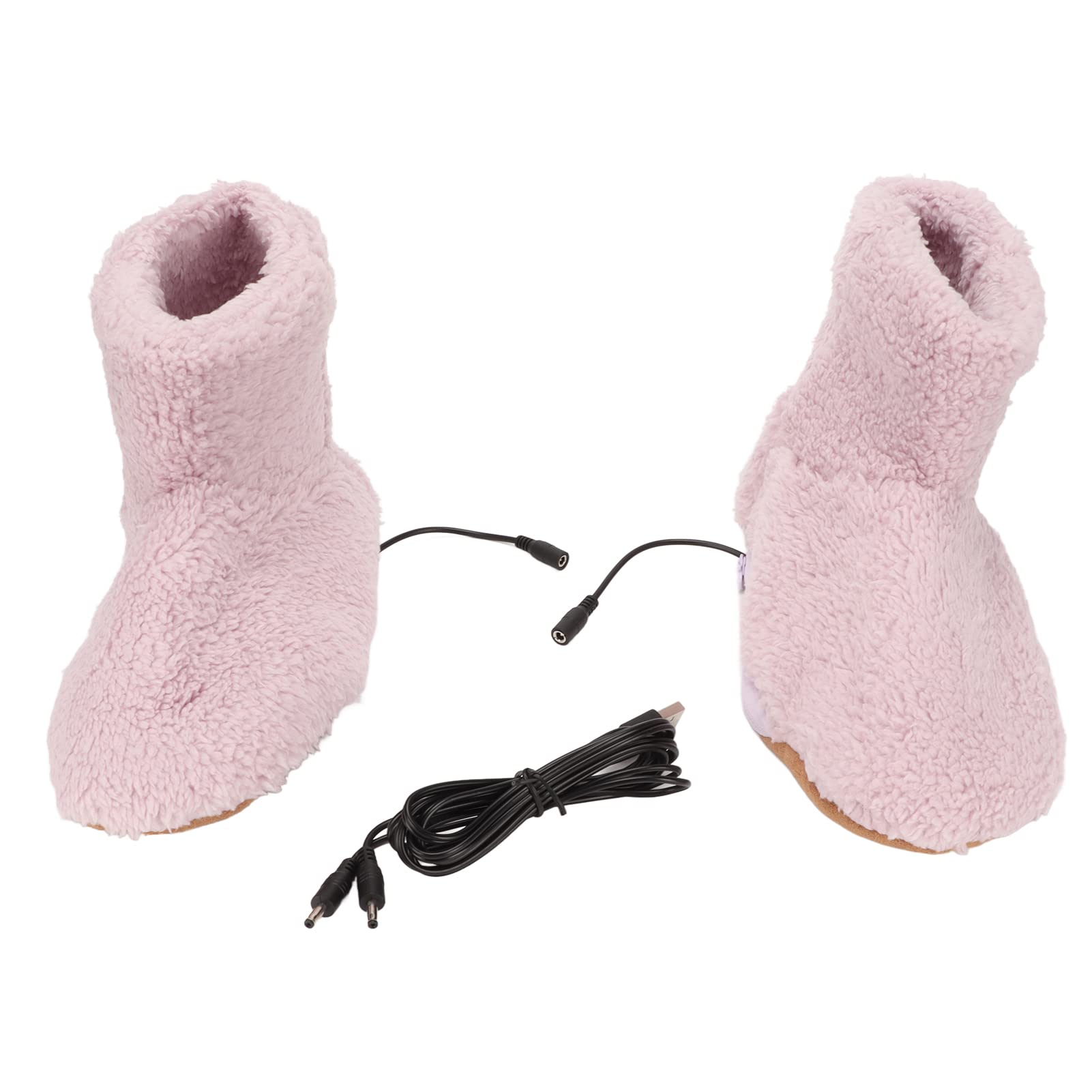 Scaldapiedi Riscaldato, Scarpe Riscaldanti Elettriche in Flanella Antiscivolo e Traspiranti Calde Pantofole Riscaldate Ricarica USB, Stivaletti riscaldati per Uomini Donne (Rosa)