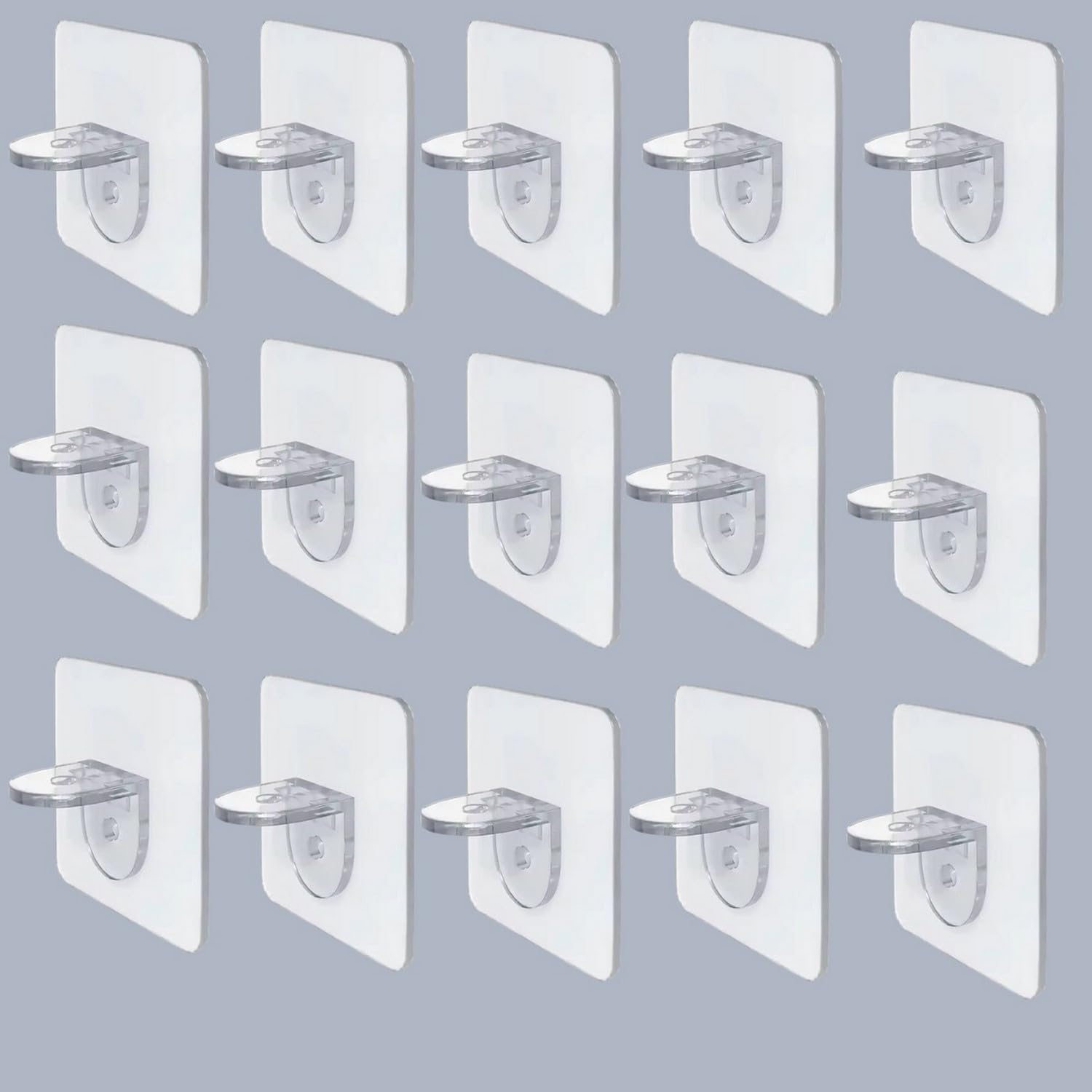 QEXLE Transparent Self Adhesive Wall Shelf Brackets for Wooden Board, Glass, Storage Rack, Kitchen, Bathroom, Office – No Drill Strong Support Holder-Pack of 15-image-24