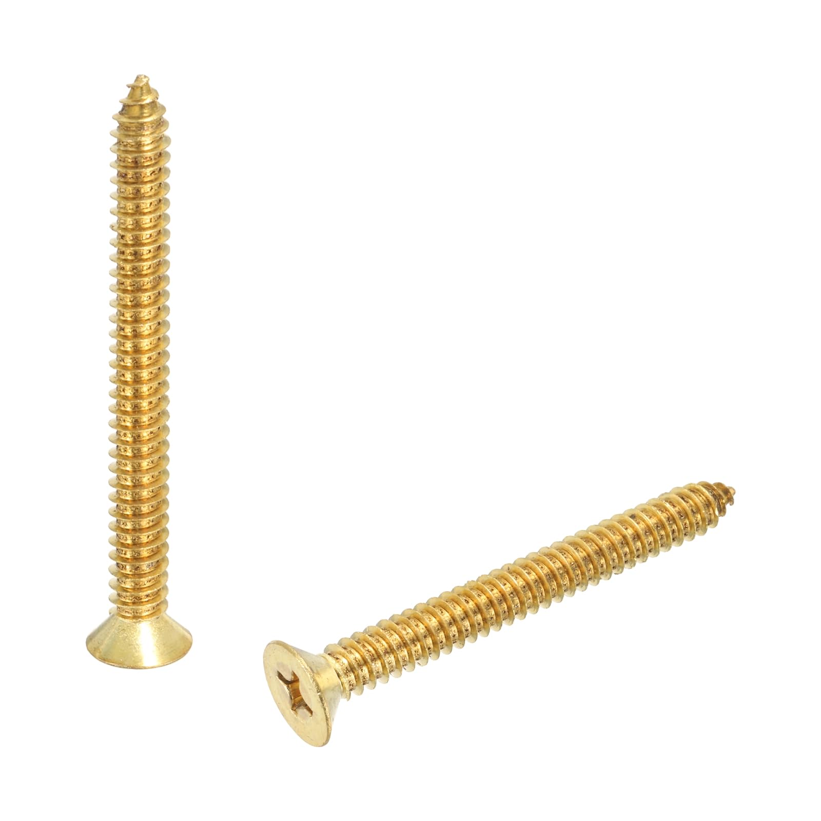 sourcing map Brass Phillips Wood Screws, M8 x 80mm Brass Phillips Flat Wood Screws Self-Tapping Furniture Connector for Door Hinges, Wood Crafts and DIY Projects,(Gold Tone, Pack of 2)
