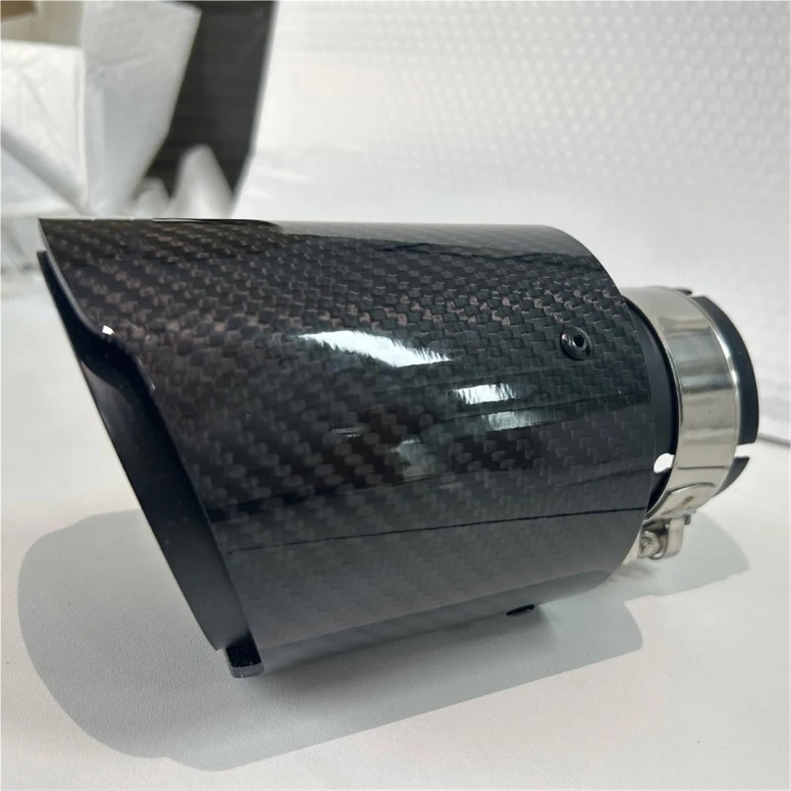 Car Silencer Uniwersalny samochód błyszcząca końcówka tłumika z włókna węglowego rura układu wydechowego tłumiki dysza prosta nierdzewna czarna(54-89mm)