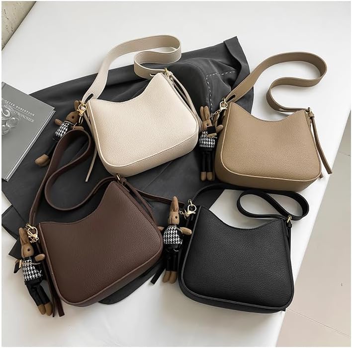 Women's Crossbody Bag Vintage Wallet Fashionable Crescent-Shaped Faux Leather Shoulder Bag Adjustable Wide Strap Tote Bag - Image 6