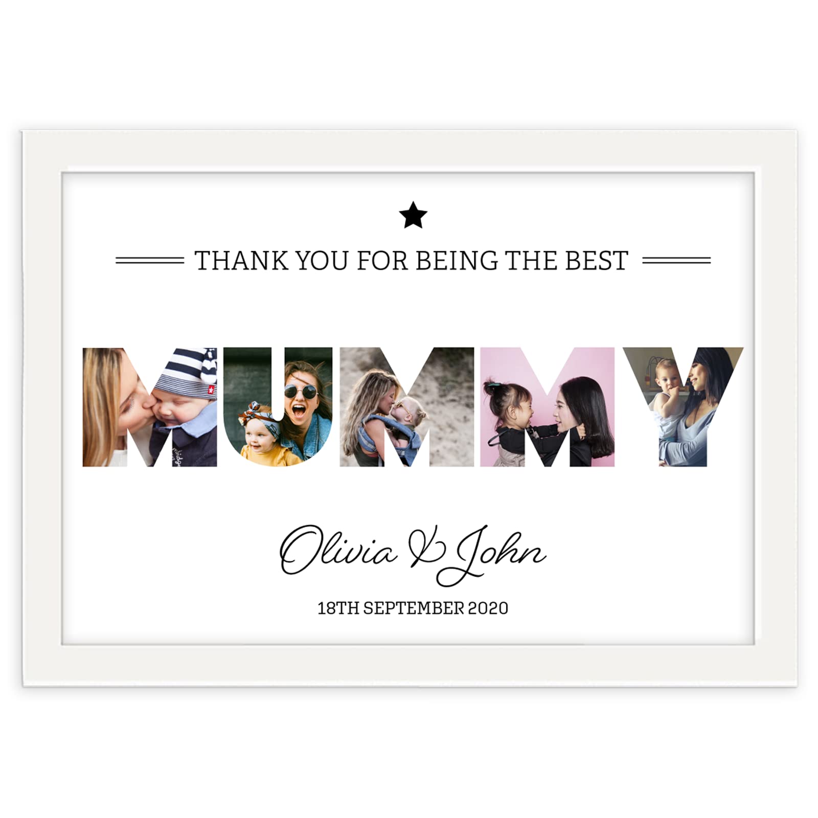 You Personalise White A4 Mummy Personalised Photo Collage Framed