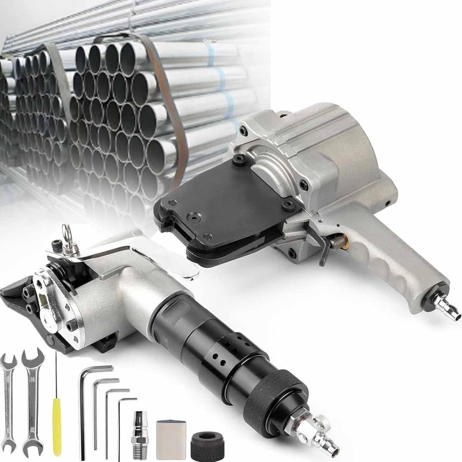 Machine de cerclage pneumatique portable robuste – Tendeur et coupeur pour emballage de barres d'armature/tuyau à haute résistance