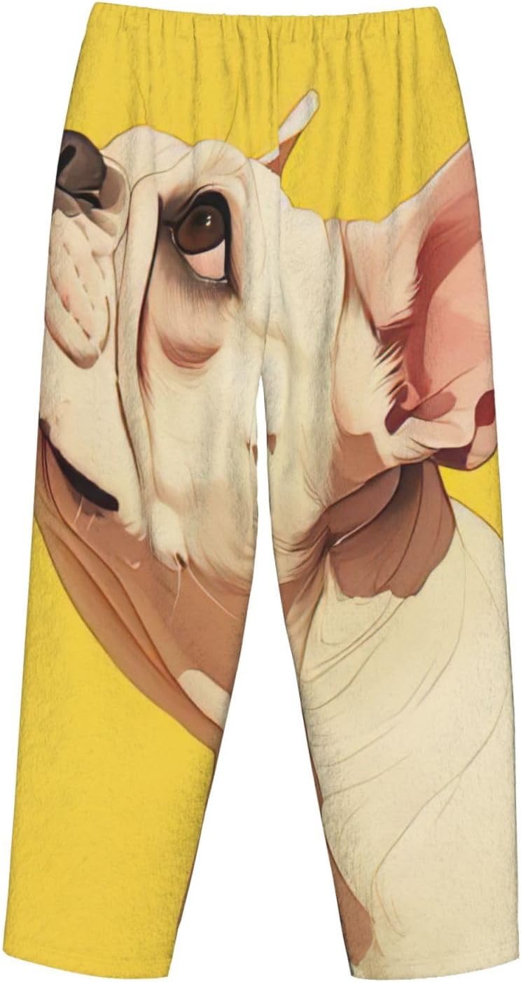 Animal Dog French Bulldog Print Fashion Cozy Womens Flannel Pajama Pants,Perfect For Christmas And Everyday Wear