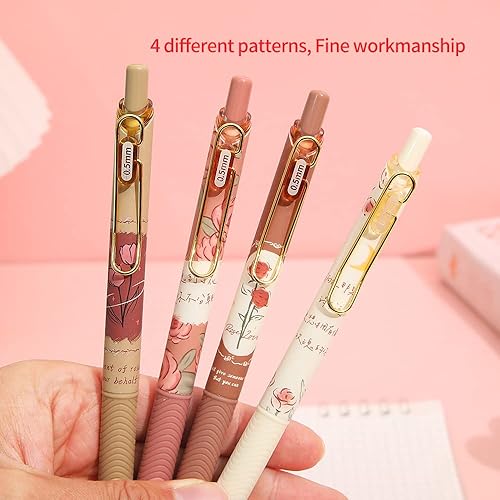 Miniatura 3 de Bolígrafos de tinta de secado rápido, bolígrafos kawaii, bolígrafo de gel retráctil, punta fina de 0.020 in, tinta negra, escritura suave para