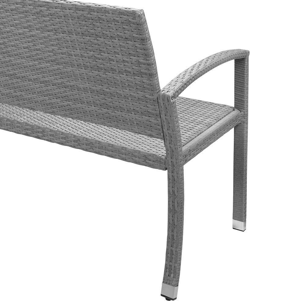 CASARIA® Banco Terraza Exterior 2 Asientos Mueble Poliratán Jardín Carga hasta 320Kg Resistente Intemperie 122x58x87cm Gris