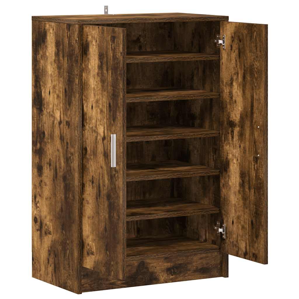 Szafka na buty, dąb wędzony, materiał drewnopochodny 60 x 35 x 92 cm z drzwiami, organizer do korytarza, sypialni, zamknięte przechowywanie, stabilna półka, możliwość mocowania na ścianie
