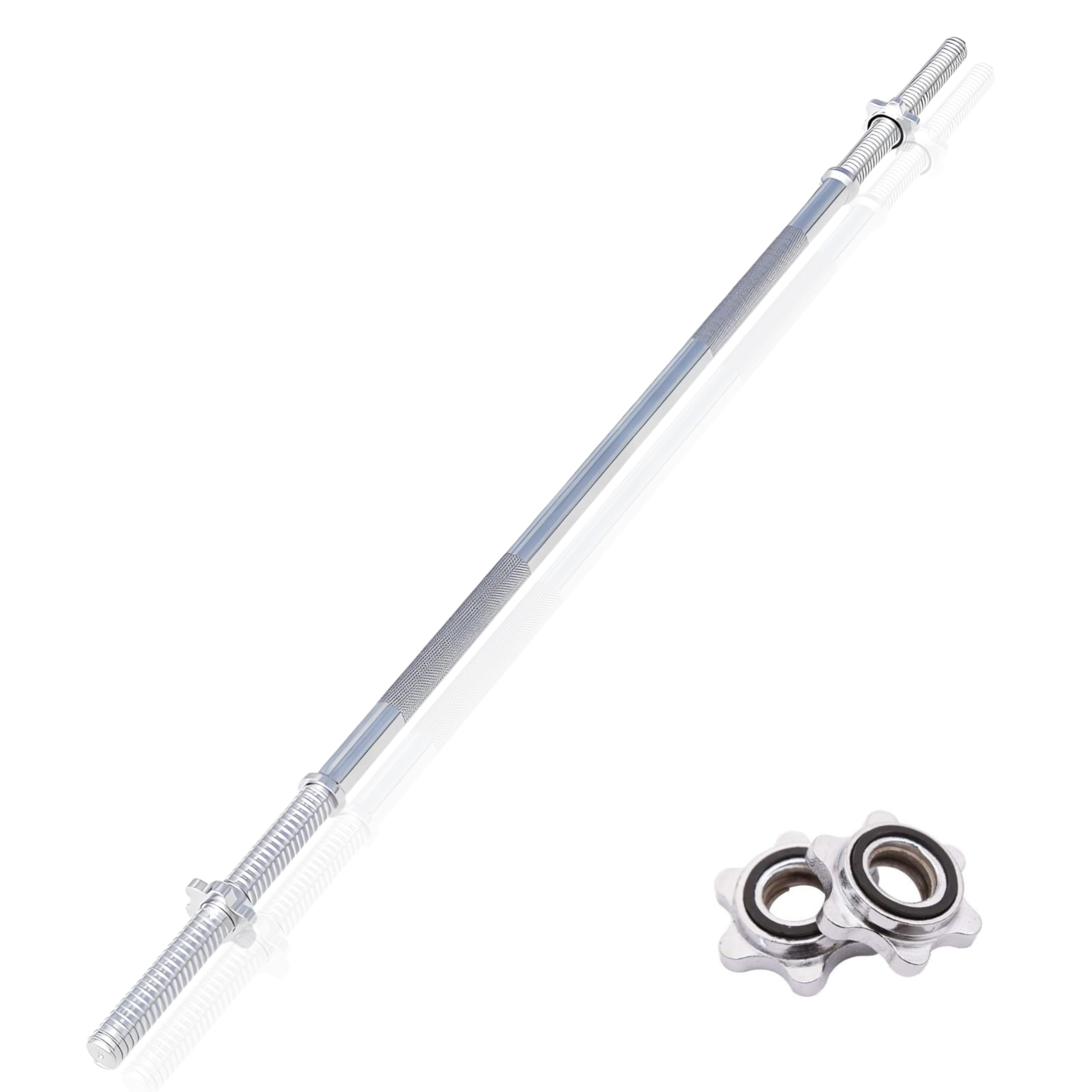 Barre D'haltère 150 cm, Barre de Musculation en Acier Chromé, Ø25mm, Équipement de Gym à Domicile, Barre D'haltères 25mm, Fermoirs à vis