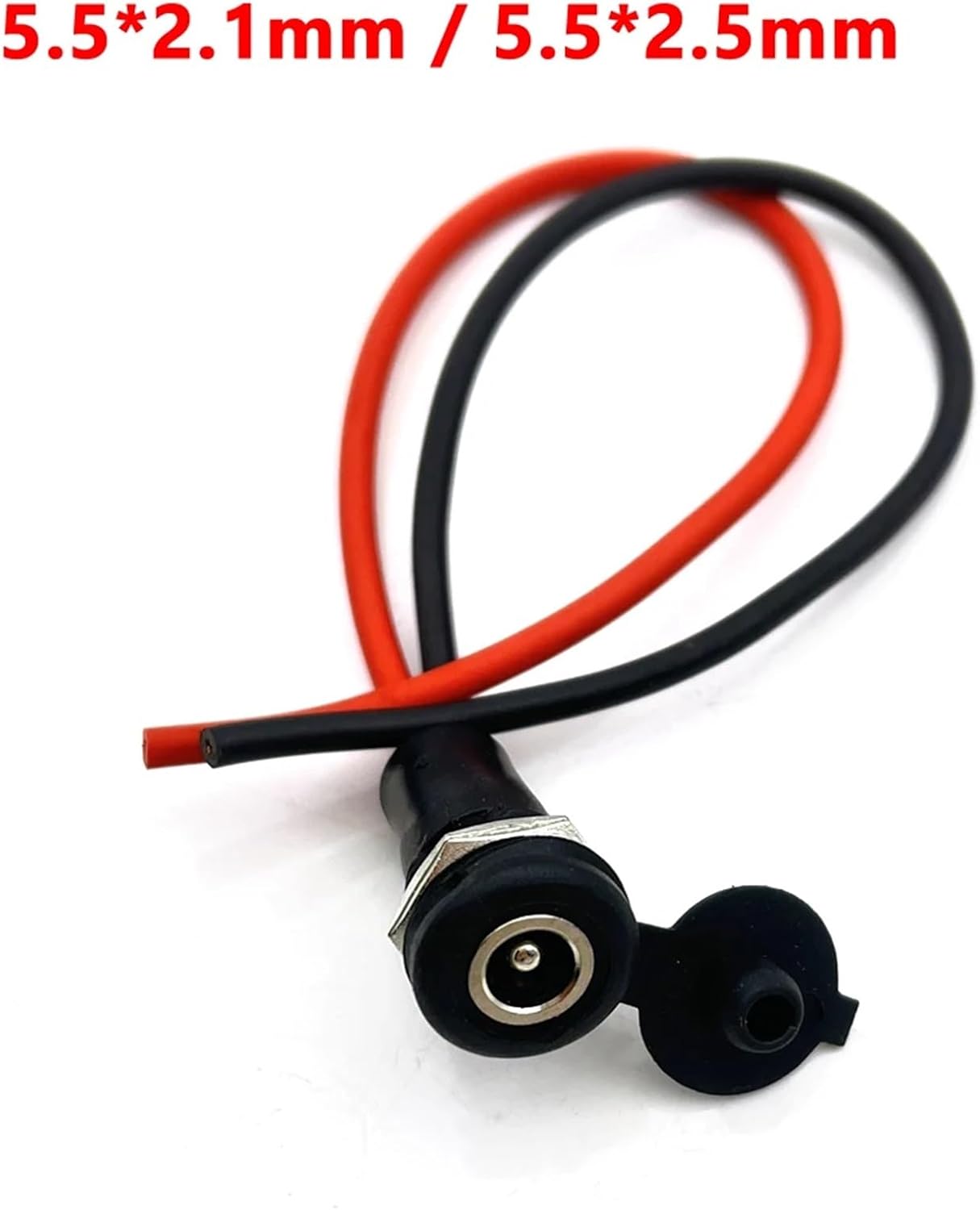 1pcs DC Power Supply Threaded Charging Socket 5.5x2.1mm 5.5x2.5mm Female Jack Panel Mount Connector with nut Wire Waterproof Cap(5.5-2.5mm)