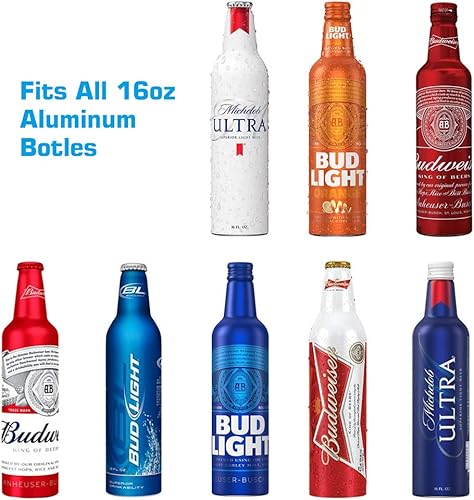 Miniatura 2 de Soporte de acero inoxidable de doble pared aislado al vacío para botellas de cerveza de aluminio delgadas de 16 oz (negro)