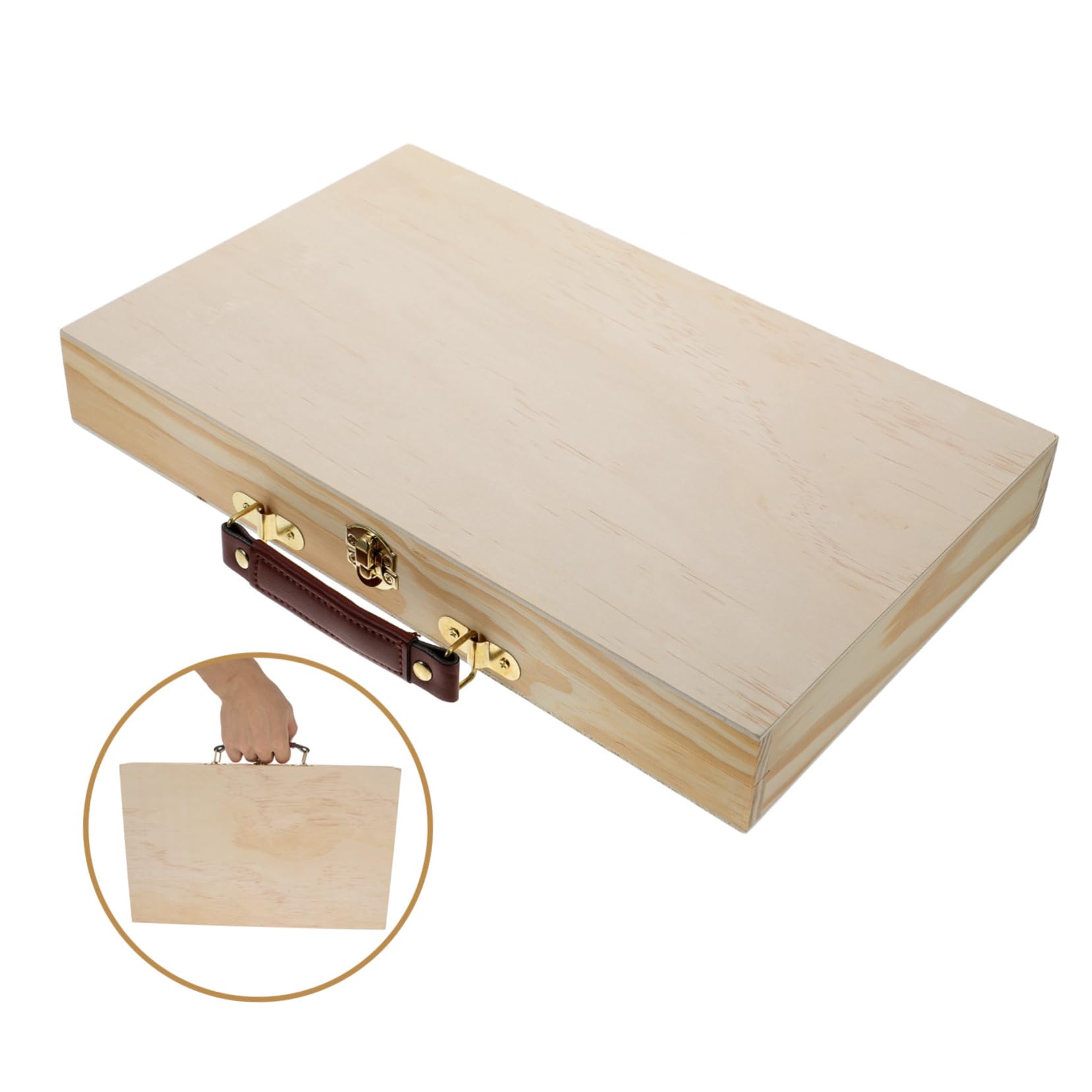 Lurrose 1pièce Boîte De Rangement Bois Pour Peinture Et Crayons Étui Pratique Multi-usage Bois Massif Pour Étudiants Et Artistes