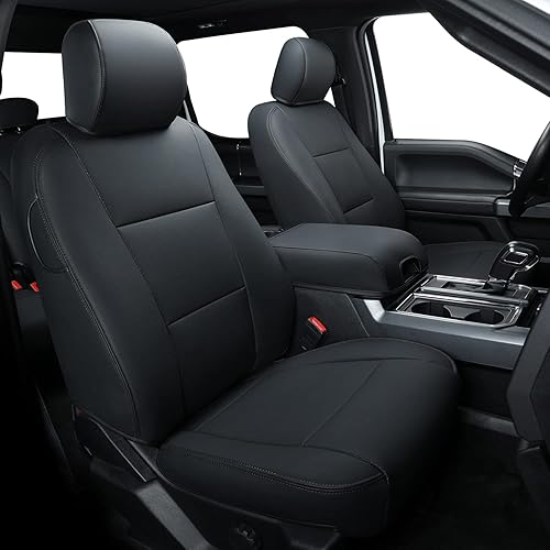 Fundas de asiento de piel sintética F150, ajuste personalizado para Ford F150 SuperCrew 2015-2023 y F250 F350 F450 Super Duty Crew Cab 2017-2023