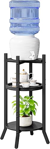 Miniatura 6 de HOOBRO Soporte dispensador de agua, soporte para jarra de agua de 5 galones, organizador de 3 niveles para botellas de agua, con 2 estantes