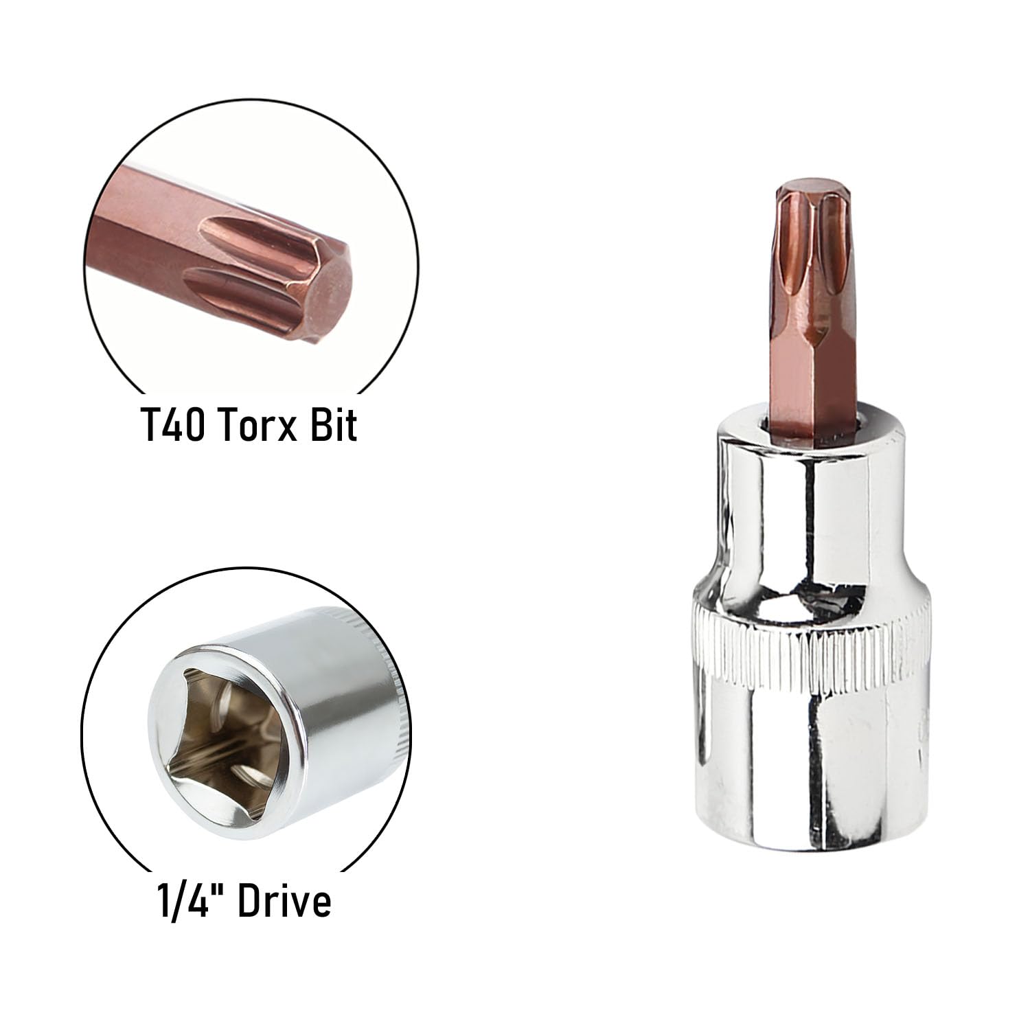 2 Stück T40 Torx-Stecknuss – 1/4 Zoll Antrieb, S2 Stahl, 3,7 Cm Lang, Für Hohe Drehmomente, Korrosionsbeständig