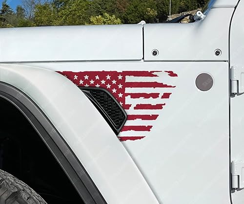 Calcomanías de ventilación de guardabarros desgastadas compatibles con Jeep Wrangler Gladiator Rubicon JL JT 2018-2024 (rojo rubí)