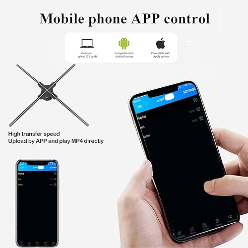 Miniatura 3 de Pantalla de proyector holográfico 3D con aplicación, pantalla de feria comercial 1080P HD y 616 luces LED, cuatro ejes y alta velocidad de