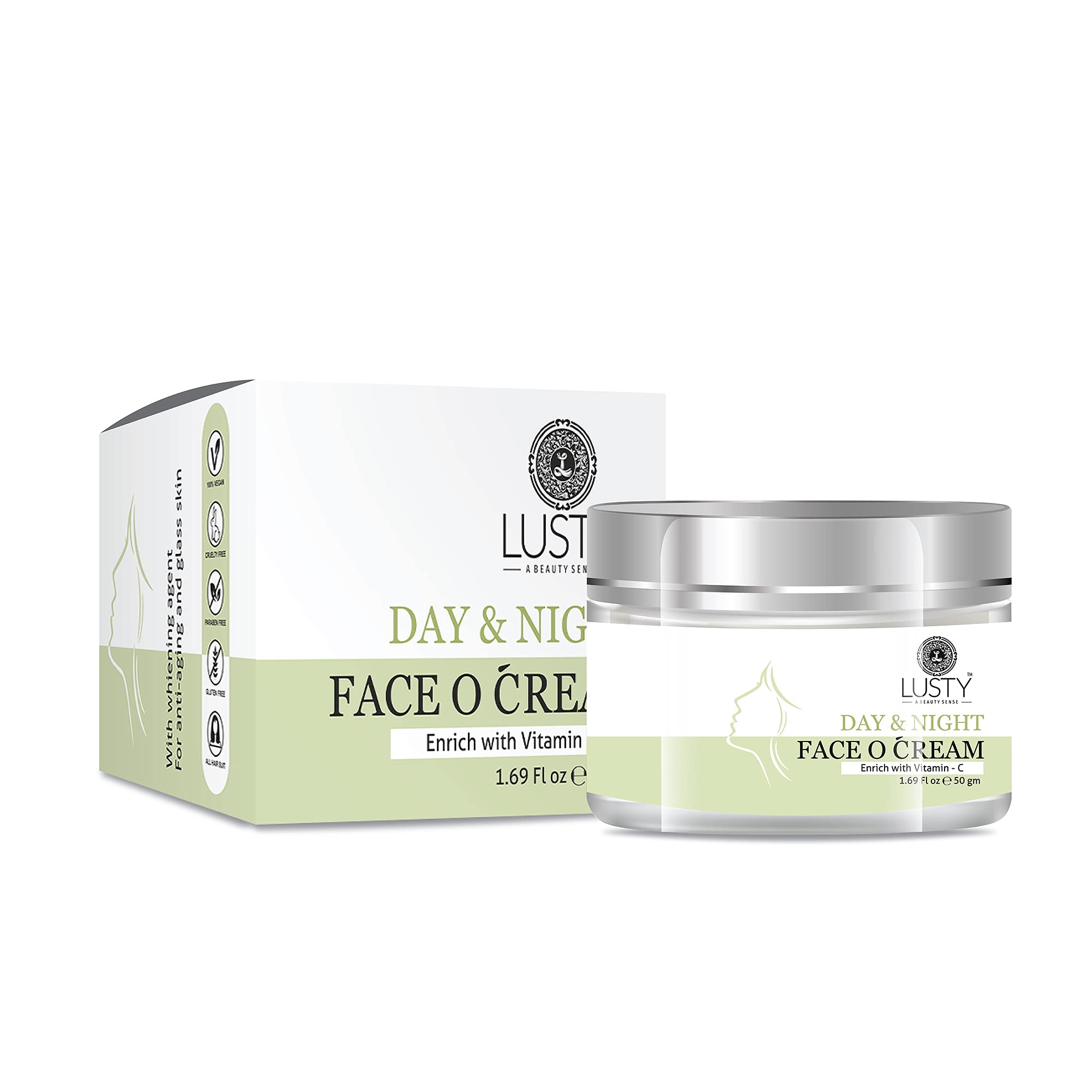 LUSTY A BEAUTY SENSE Face O Cream for Day/Night Skin Whitening, Anti-Ageing and Glass Skin, Enrich with Vitamin-C, 50gm.