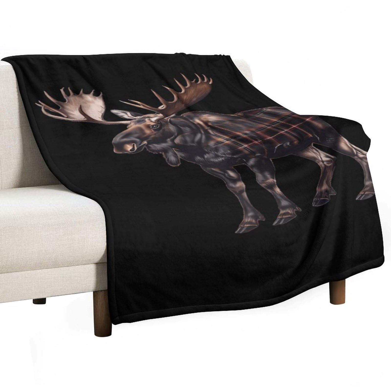 CGSBNGHA Moose Buffalo Scottish Tartan Plaid Checkered Flannel Fleece Blanket Lightweight Soft Throw Blankets for Sofa Couch Bed Chair