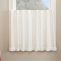 Vista 1 de Piper Classics Abigail - Cortinas para café, 24 pulgadas de largo, color blanco roto con puntos rojos
