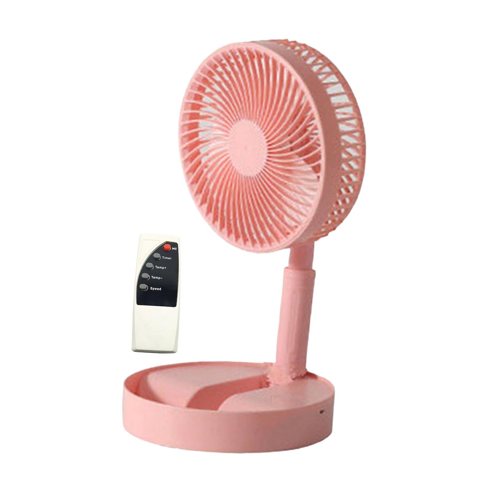 Ventilatore da Terra Oscillante Portatile, Ventilatore Telescopico con Piedistallo, USB, 4 velocità, Silenzioso, Pieghevole, per Casa E Esterni, Rosa