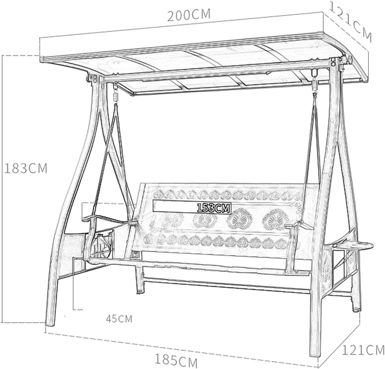 Patio Swing with Cushions and Canopy, Outdoor Lounge Chair Outside Furniture Outdoor Swing Chair Bench Outdoor Porch