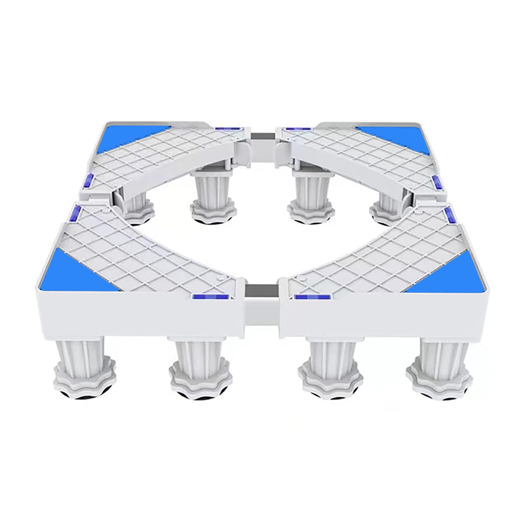 Soporte Lavadora Antivibracion, Soporte Lavadora Secadora Ajustable de 8 Pies Largo y Ancho 16.1in-25.2in Altura 3.5in-4.7in Carga de 150kg Base para Lavadora Secadora Frigorífico Congelador Azul