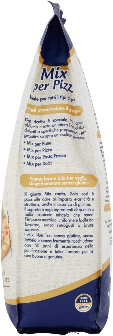 Nutri Mix per Pizza Mehl, glutenfrei und laktosefrei, Backmischung 6 x 1kg | Senza latte e proteine del latte; ideale für Teig, Focaccia, Brot und knusprige Böden, Gesamtnettogewicht 6 kg