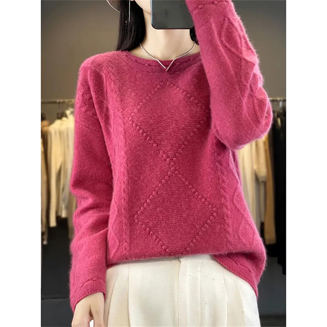 Maglione di cashmere Inverno Donna Maglioni Spesso Casual Maglione Manica Lunga O-Collo Top Lana Maglia Pullover