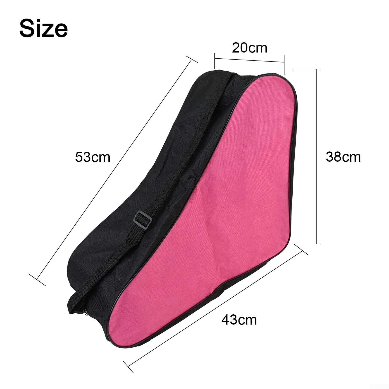 Borsa per pattini a rotelle in tessuto Oxford con spallacci regolabili per un facile trasporto e conservazione (nero e rosa)