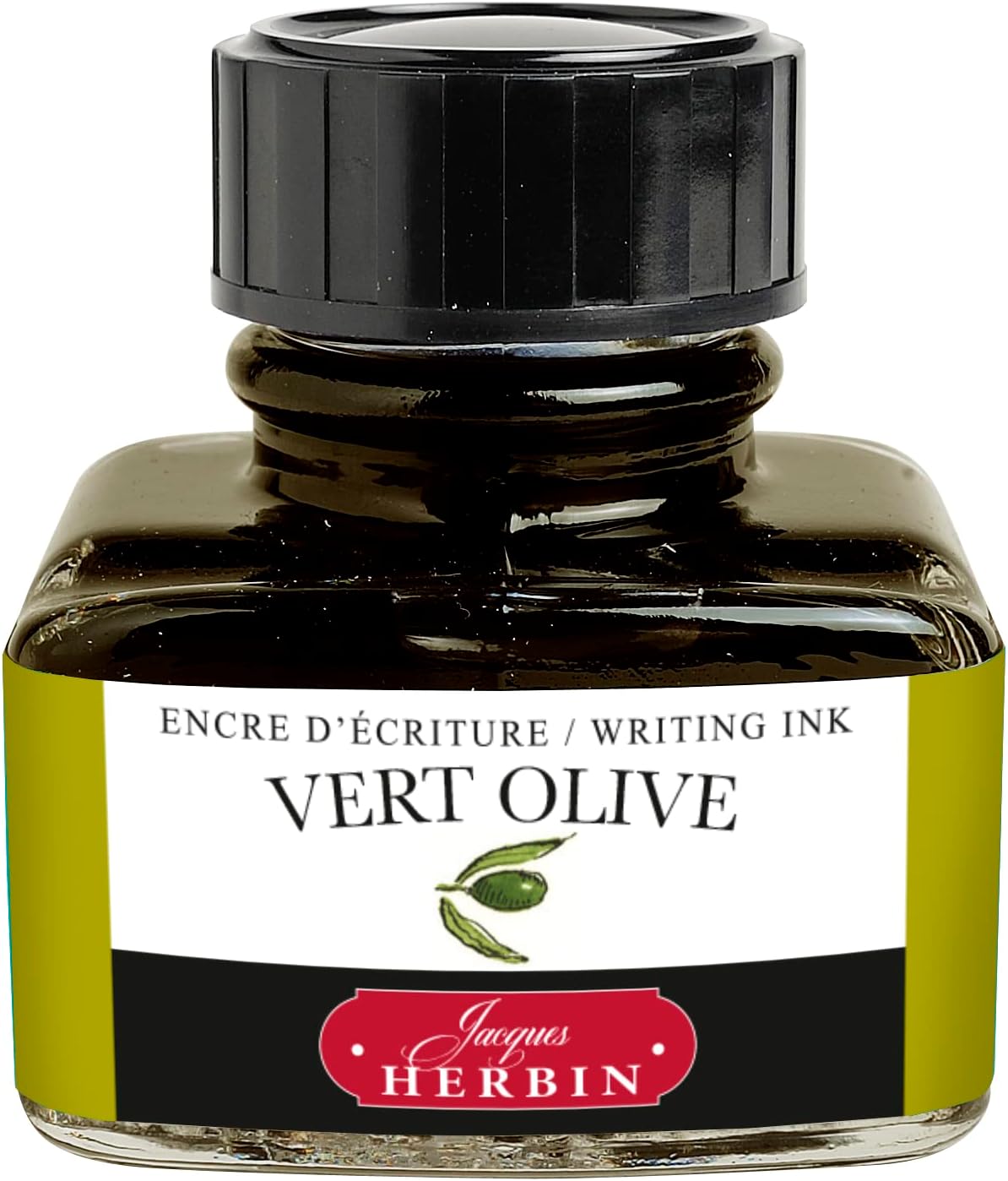 Jacques Herbin 13036T - One 30 ml Bottle of Ink for Fountain pens and rollerballs, vert Olive/Olive Green Colour - Made in France - Calligraphy - Writing