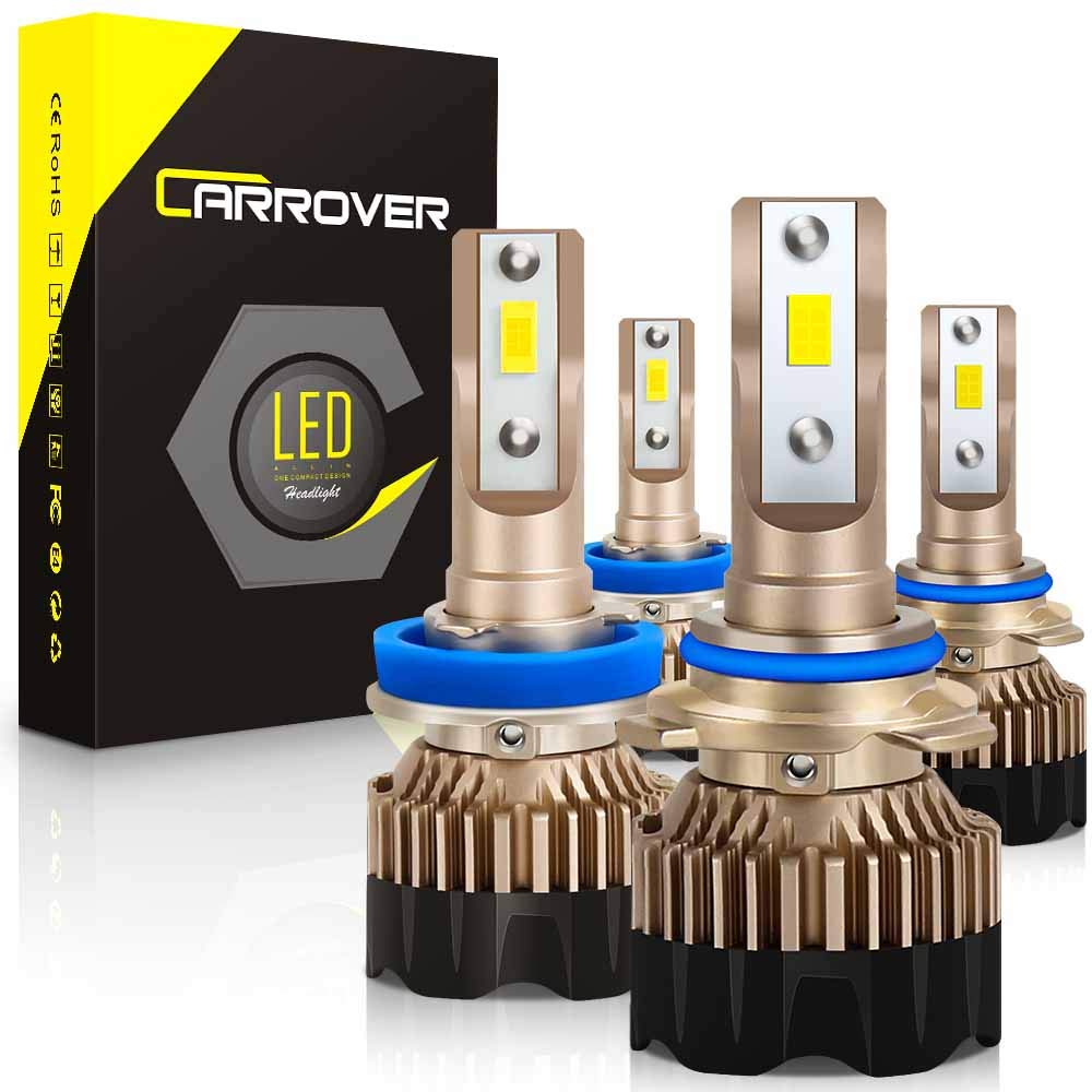 CAR ROVER 9006 HB4 LED Headlight Bulbs with Fan, 1:1 Mini Size 400% Brightness 6000K Cold White Halogen Replacement Plug and Play, Pack of 2