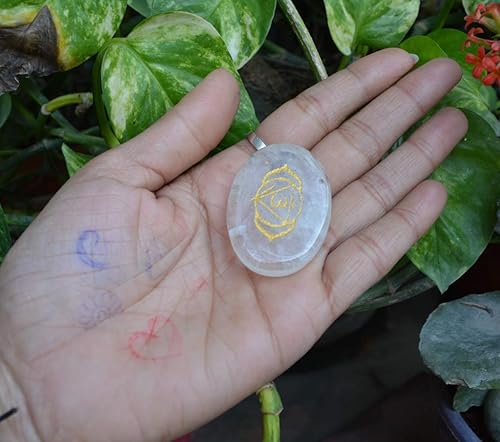 Miniatura 5 de Juego de 7 símbolos de chakras grabados, piedras curativas para reiki, cristal curativo sagrado, meditación para prosperidad, dinero, buena suerte,