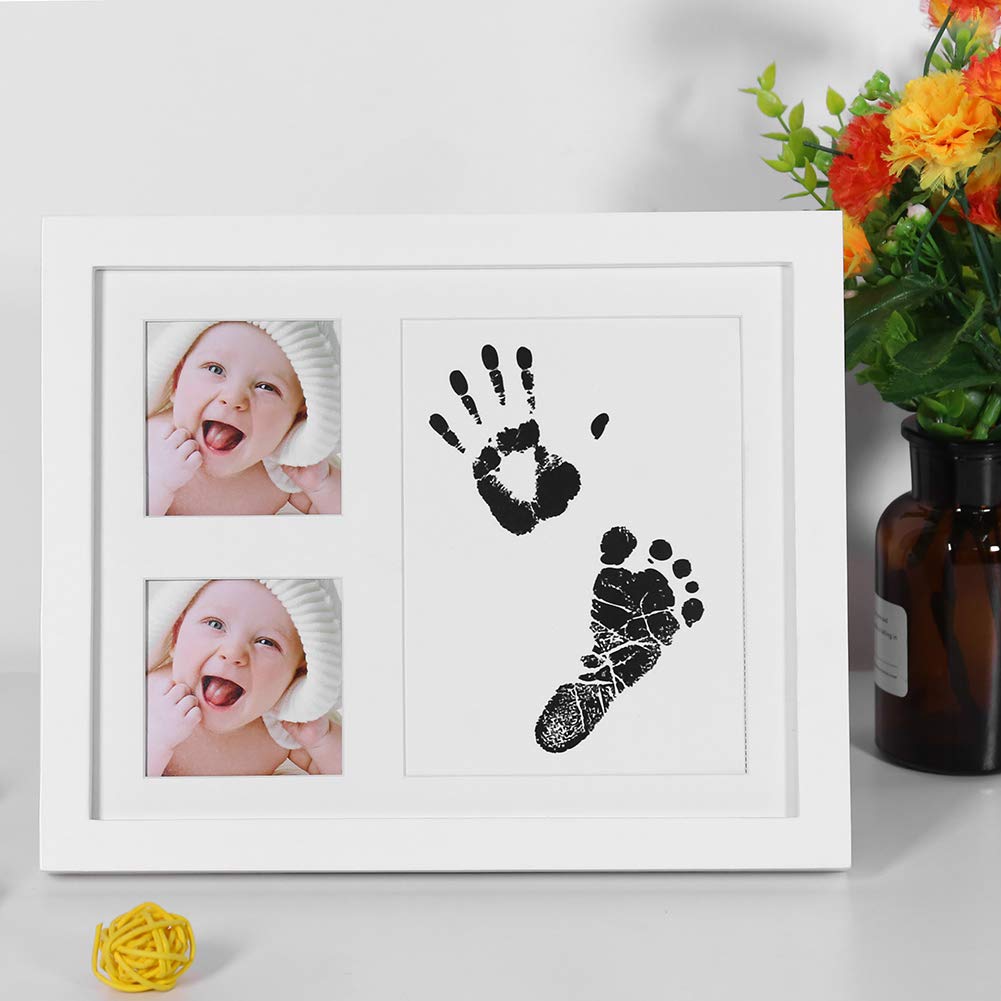 Kit d'impression main et pied bébé Cadre Photo Bois Tampon Encreur