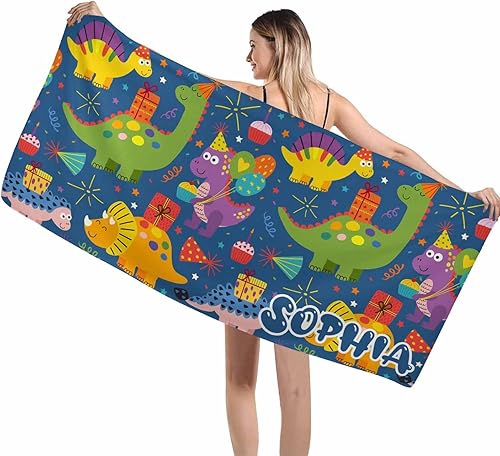 Artsadd Manta de playa personalizada con nombre personalizado, toalla de playa absorbente de animales azul marino como regalo de fiesta para viajes,