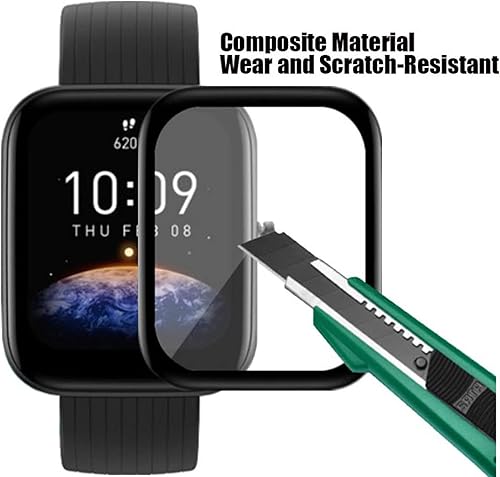 Miniatura 4 de Paquete de 4 protectores de pantalla para Amazfit Bip 3/Bip 3 Pro, cobertura de pantalla completa, sin burbujas, antiarañazos, impermeable, película