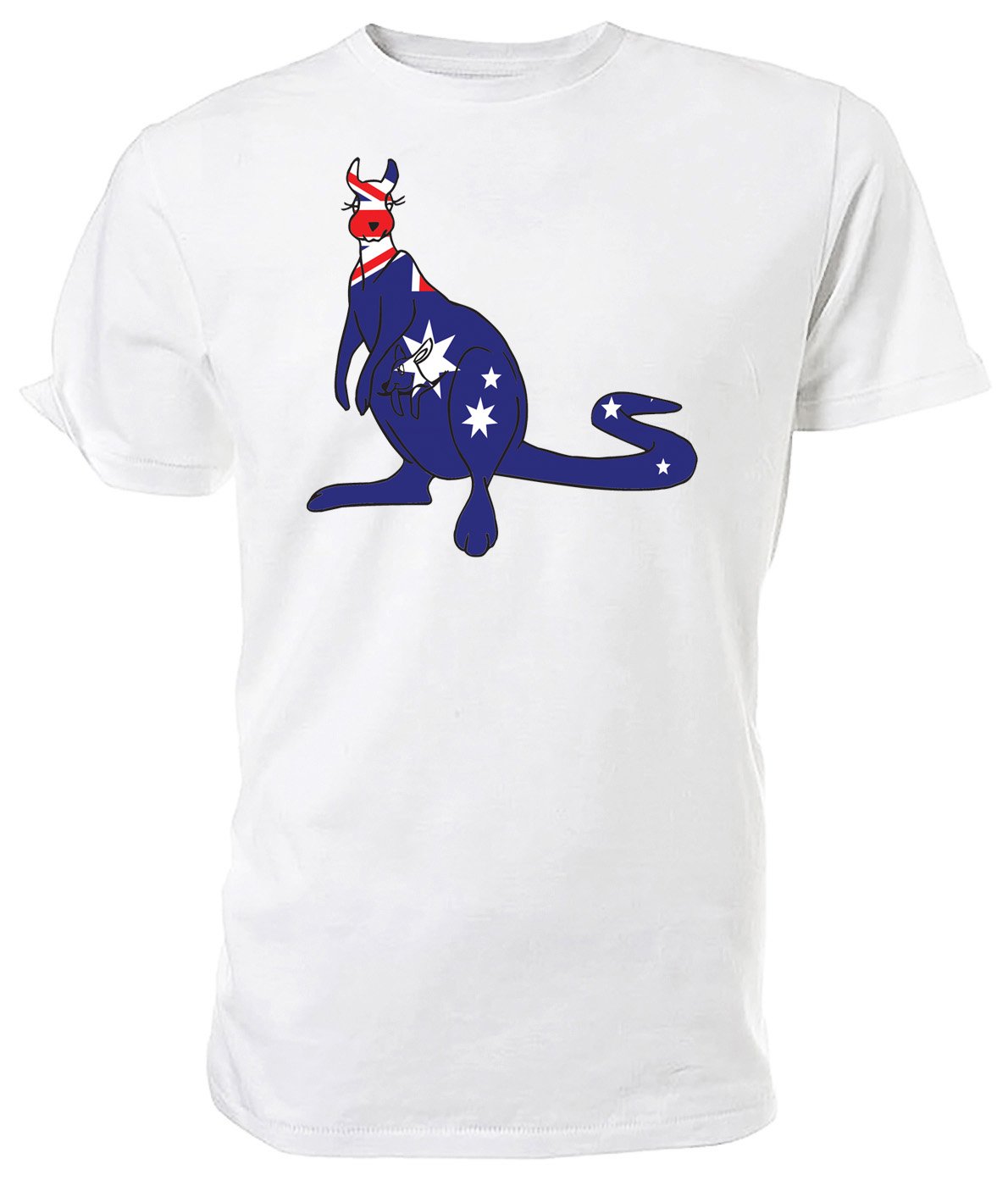 Australian Flag Kangaroo T shirt, white size