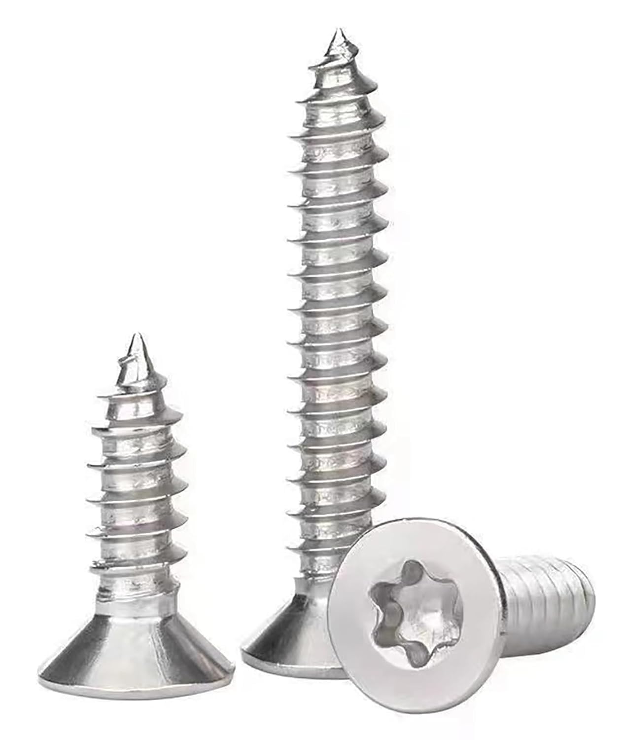 EBAIJQUO M3.5×12mm Torx Flachkopf-Holzschrauben 304 Edelstahl selbstschneidende hochfeste Schrauben für das Bauwesen und die Tischlerei(100 Stück)