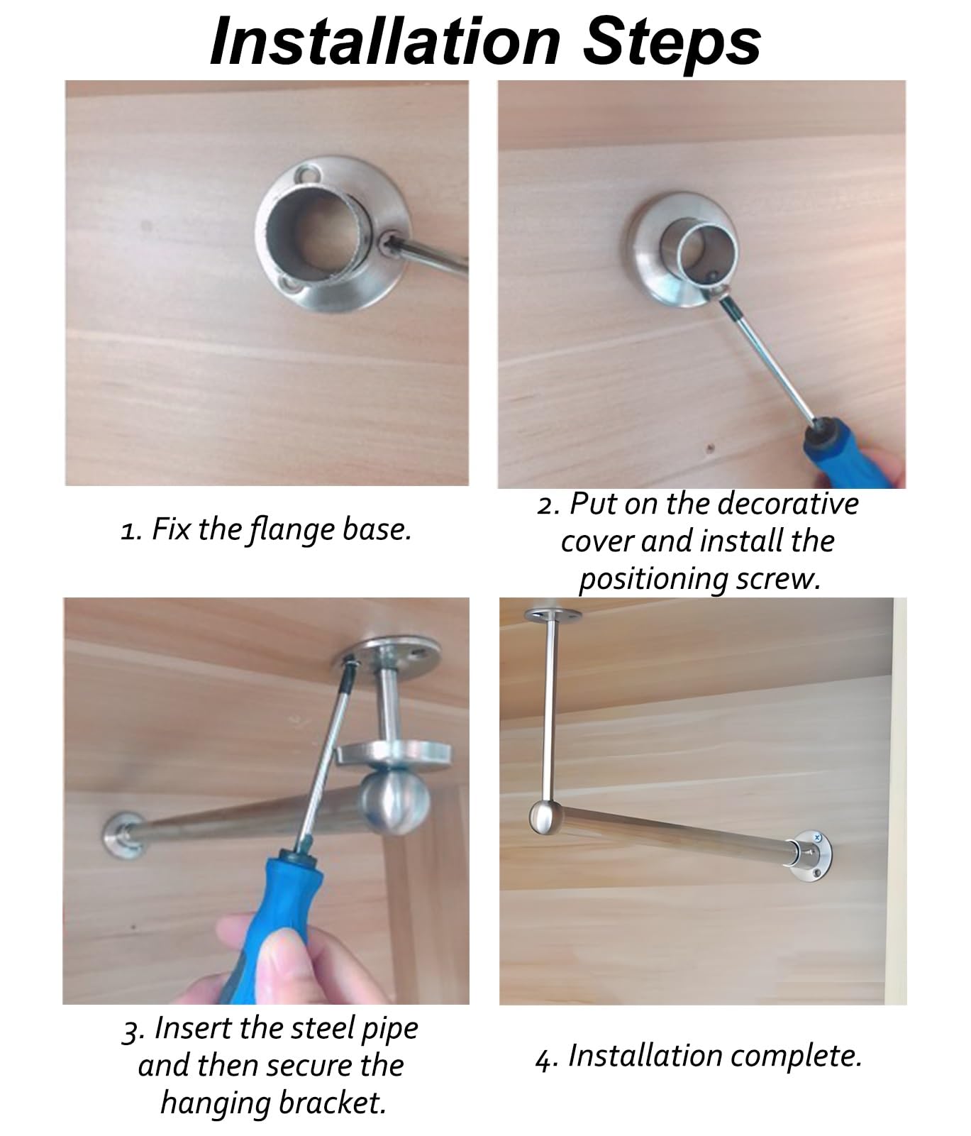 Barra de armario en forma de L con soporte, varillas de acero inoxidable para colgar ropa debajo del armario, barra de 100 cm (soporte corto)