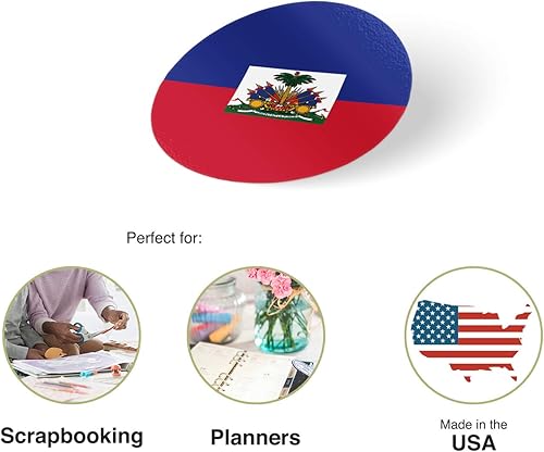 Miniatura 2 de Desert Cactus Adhesivo de vinilo con la bandera del país de Haití, 1 pulgada, redondo, dos hojas, 50 piezas en total, con logotipo de niños, álbum