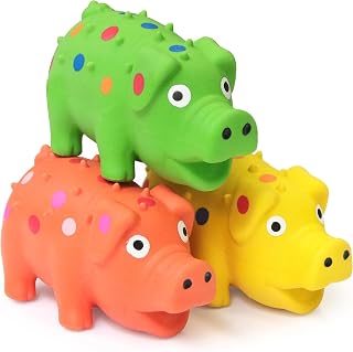 Squeaky Pig Dog Toys 3 Pack, Latex Pig Dog Chew Toys | Interactive Puppy Squeaky Toys, Mini Cute Little Piggy Fetch Play Toys for Small Medium Dogs Indoor Outdoor Training Playing