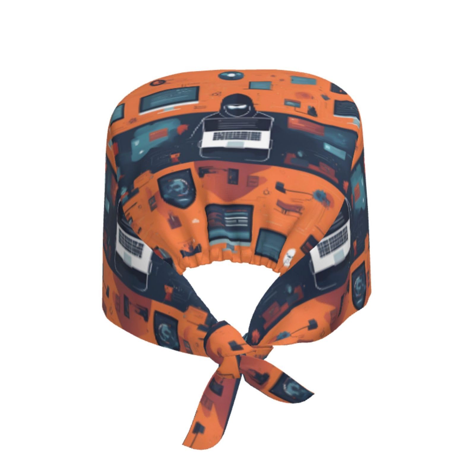 YYHWHJDE Breathable Work Hat Hacker Attack Prints Adjustable Comfortable Chef Hat for Women & Men Black