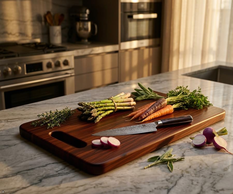 Image of Luxury Premium Sheesham Wood Chopping Board | Cutting Board & Serving Tray for Kitchen | Ideal for Vegetables, Fruits & Cheese (Standard)