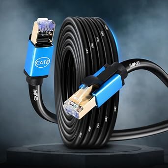 MN6 M111XF 10 Metre Cat8 Kablo/40GBPS-2000MHZ-26 Awg-S/FTP-10 Metre Cat8 Ethernet Kablosu MN6 M111XF CAT8, Siyah, 10 Metre
