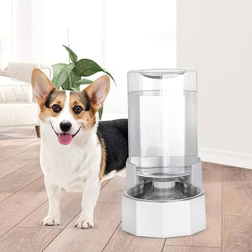 Miniatura 7 de RIZZARI Bebedero automático de acero inoxidable por gravedad para mascotas, alimentador de agua angular con bordes, 100% libre de BPA, seguro y de